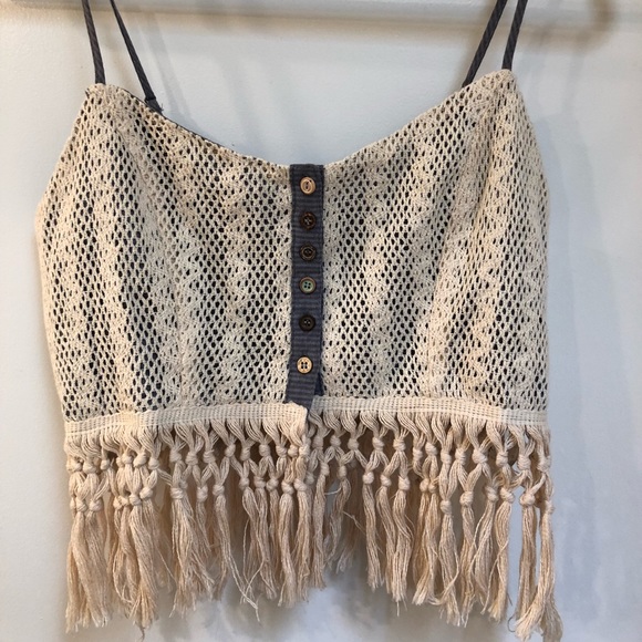 gimmicks by BKE Tops - Boho Crop Top with fringe